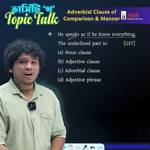 Adverbial Clause of Comparison & Manner | ভার্সিটি 'খ' - Topic Talk | UDVASH