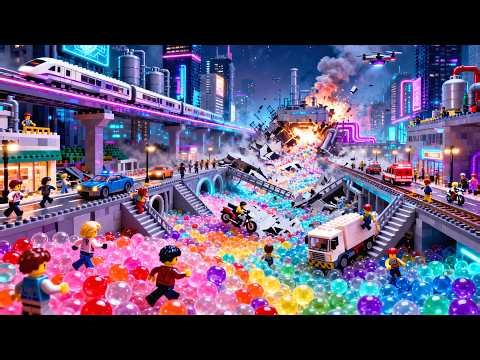 Exploding Giant Multi-color ORBEEZ Take Over The LEGO City! • LEGO Rescue • Stop Motion Film