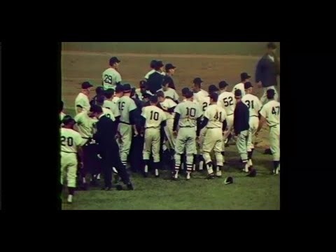6/21/1967 Red Sox at Yankees Bronx brawl Tillotson beans Foy; Lonborg hits Tillotson (better video)