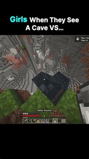 Girls When They Saw A Cave Vs Boys... #minecraft #shorts #gaming