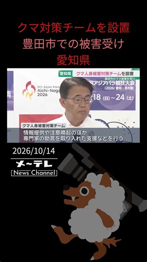 愛知県が「クマ人身被害対策チーム」を設置 豊田市で男性が右目眼球が破裂する大けがのクマ被害受け