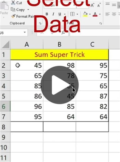 Autosum in excel || Alt += || sum shortcut trick in excel | Quickly Sum | #shorts #excel #ytshorts