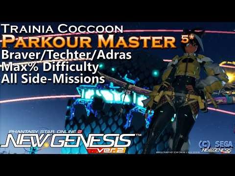 [PSo2:NGS] Trainia Coccoon: Parkour Master 5* - All Side-Missions - Max% (Br/Te/A)