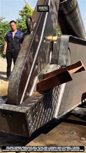 Metal cutting on site using work tool hydraulic shear attachment #tool #worktool