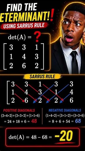 Stop Using Cofactors! Solve 3x3 Determinants in Seconds ⚡️ #maths