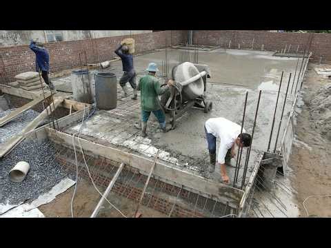 How We Build the First Floor of a House | Foundation, Columns, Brick Walls & Concrete Slab
