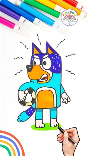 How to Draw Bluey | Draw Bluey Bandit Angry Tutorial 🌈🐶 #bluey #shorts #drawing #soccer #angry