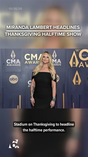 Miranda Lambert to perform Thanksgiving halftime show