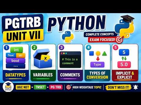 🔥PGTRB Unit VII Python Day 2 | Data Types, Variables, & Comments | Implicit vs Explicit 🚀#pgtrbcs