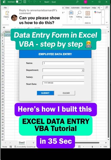 Create an Excel Data Entry Form Using VBA Tutorial