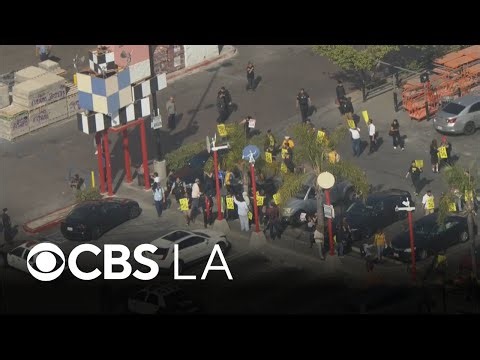 May Day protesters demonstrate at Los Angeles Home Depot