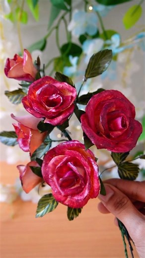 How to Make Aesthetic Rose🌹 🌹 With Glue gun 🔫/ DIY Rose Making Ideas /#craft #rose