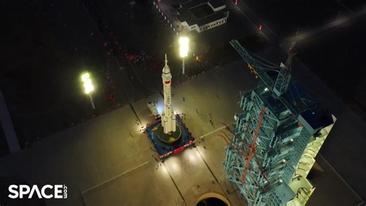 China's Shenzhou 20 crew's Long March 2F rocket rolled out to the pad
