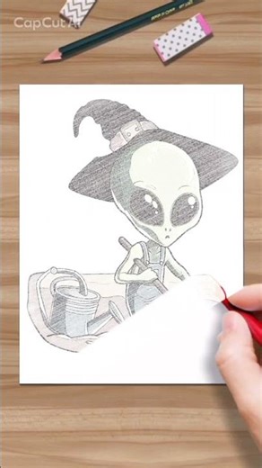 easy beautiful cartoon alien drawing sketch || vector Alien drawing || portrait alien art || ai art