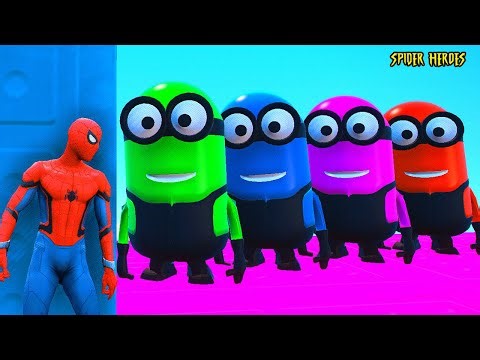 GTA 5 Epic Ragdolls | RED SPIDERMAN VS RED MINION VS GREEN MINION