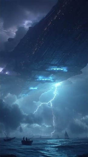 Alien Battleship Emerges Over Stormy Ocean | Independence Day Meets Pirate Horror