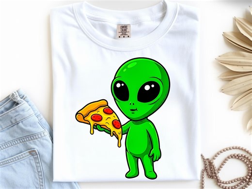Cute Alien Eating Pizza PNG, Funny Alien Pizza Design, UFO Lover Clipart, Kawaii Alien Sublimation File, Instant Download PNG - Etsy