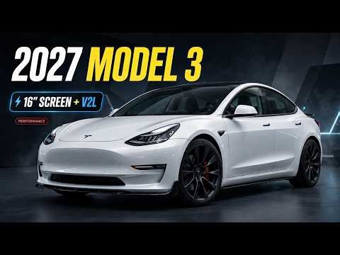 2027 Tesla Model 3 Refresh is HERE! 16" Screen, V2L Power & 600km Range!
