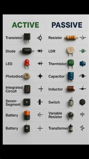 Active and Passive Electronics Component Active vs Passive Component in Electronics#shorts#short