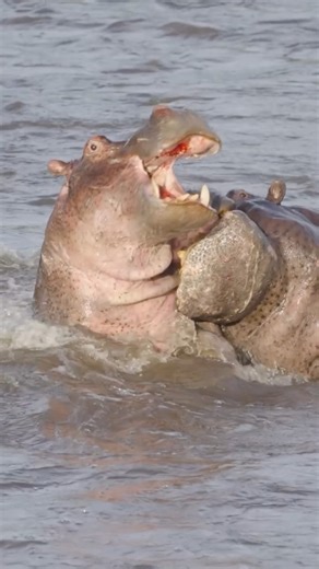Governors’ Camp Collection on Instagram: "⚠️ Sensitive Content Warning Male hippos are intensely territorial, aggressively guarding sections of the Mara River that form their domain. Control of these areas ensures access to both resources and breeding opportunities. Confrontations between rival males can be brutal and prolonged, sometimes lasting for hours, with wide gaping jaws, tusks reaching up to 50 cm, and violent clashes involving biting, ramming, and powerful thrashing in the water - enco