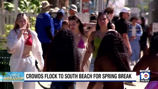 Sunday sunrise brings beginning to new spring break vacation for many in Miami Beach
