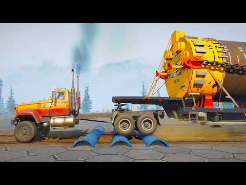 Trucks vs Speed Bumps With Extreme Broken Road Ep68 #snowrunner