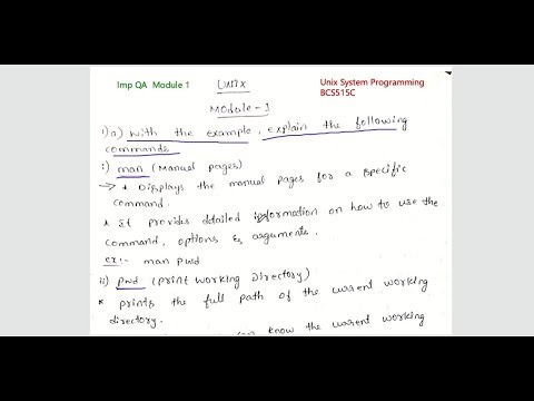 BCS515C UNIX System Programming | Module 1 Important Q&A | VTU 5th Sem #VTU #BCS515C #VTU5thSem