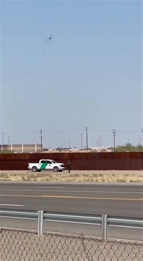 drone going over border wall carrying cartel contraband gets shot down by border patrol