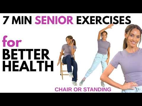 7 Minute Senior Fitness Workout | Standing or Seated Chair Exercises for Improved Health