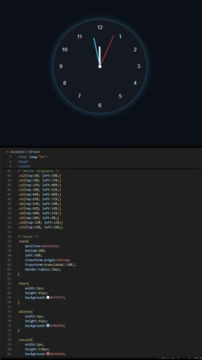 Build Analog Clock using HTML CSS JS 🔥 #coding #frontendcourse #javascript #programming #css #clock