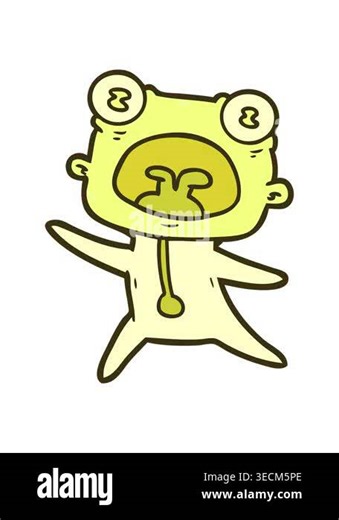 changing color animation of cartoon weird alien running away Stock Video Footage - Alamy