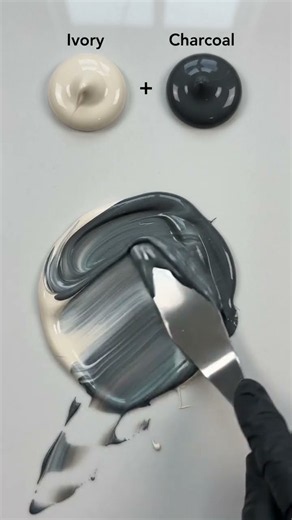 Ivory + Charcoal Paint Mixing | Satisfying Grey Color Transformation 🎨🩶 #Shorts