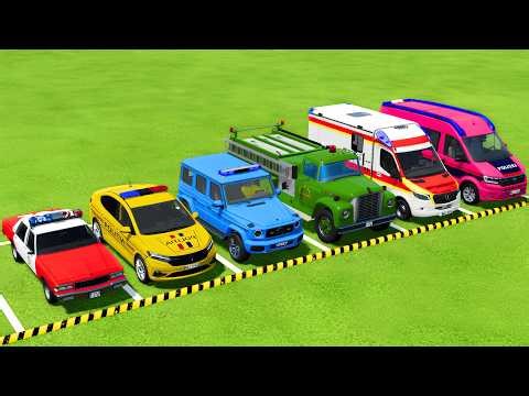 POLICE CARS, FIRE DEPARTMENT, AMBULANCE VEHICLES TRANSPORTING WITH MAN TRUCKS ! Farming Simulator 22