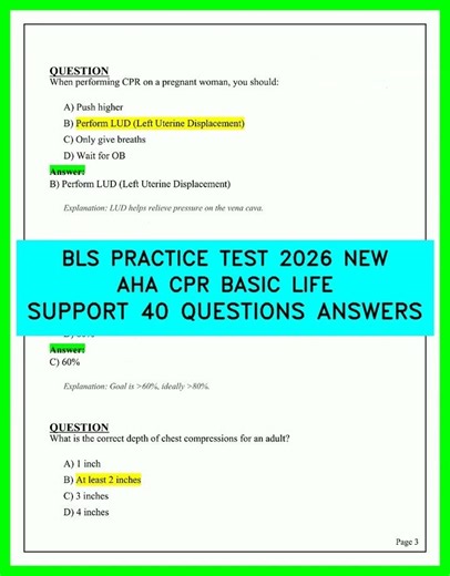 BLS Practice Test 2026 AHA CPR Basic Life Support 40 Questions with Detailed Answers Full Review