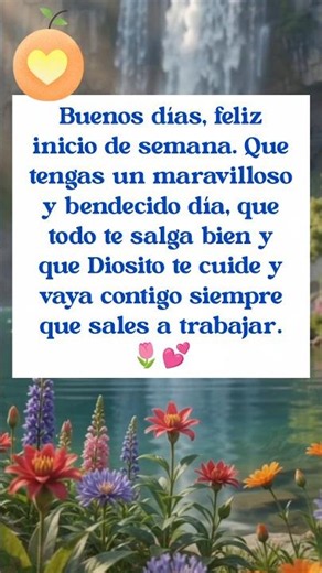 Buenos días, feliz inicio de semana, que todo te salga bien hoy #amor #buenosdias #frasesdeamor