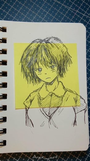 Quick Anime Girl Sketch in Sticky Note🔥✨ |#anime #art #drawing