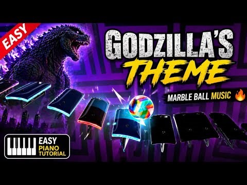 🦖 Godzilla's Theme | EASY Piano Tutorial | Marble Ball Music 🔥⚪🎹