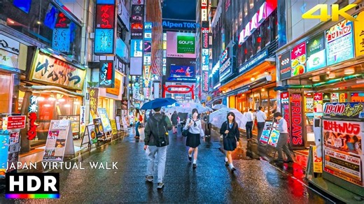 【4K HDR 60帧】放松解压：东京新宿雨夜走街串巷街景漫步 | 2026年夏末 | 来源：4K JAPAN