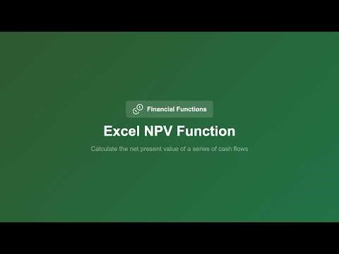 Excel NPV Function Explained -- Net Present Value Step by Step