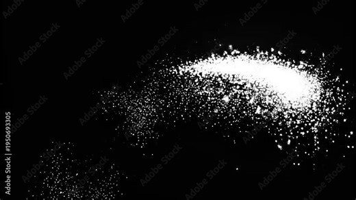 Sparkling white magic particles trailing across deep black background