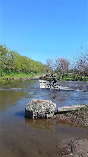 Mountain Biker Fails River Crossing Then Falls into Water