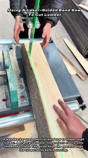 Using A Laser Guided Band Saw To Cut Lumber