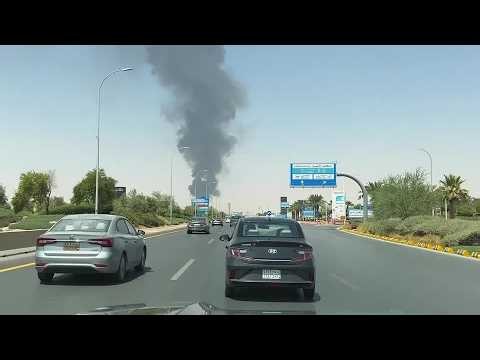 Flames and black smoke seen rising near Riyadh airport