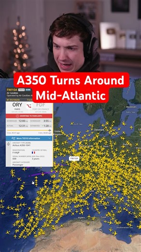 A350 Turns Around Mid-Atlantic