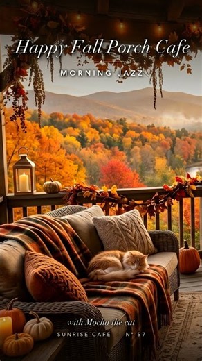 Happy Fall Porch Cafe - Relaxing Cafe Music #shorts