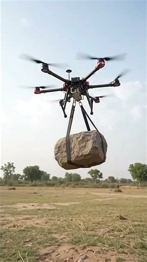 🚁 Massive Drone Lifts A 10kg Heavy Boulder part 2 #viral #drone #shorts