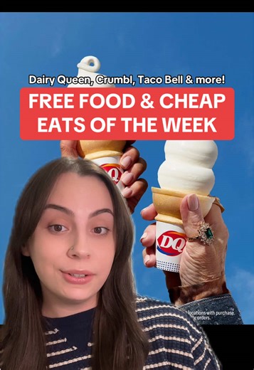 FREE food and cheap eats this week for National Bacon Day and New Year’s! Here are all the deals you can get at Taco Bell, Crumbl, Dairy Queen, Panera, Whataburger, KFC, Freddy’s, Cici’s Pizza, Wingstop, Baskin Robbins, Dunkin’, Taco Cabana, Habit Burger, Wendy’s, Shake Shack & Jersey Mike’s. #cheapeats #freebies #fastfood #fooddeals #newyears