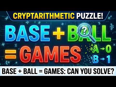 CRYPTARITHMETIC/Alphametic PROBLEM: BASE+BALL=GAMES #cryptarithm , #mathpuzzle , #verbalarithmetic