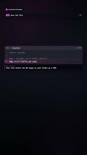 Python QR Code Generator in 4 Lines (Beginner Tutorial) | CrackIntervie | Coding Interview Shorts #8
