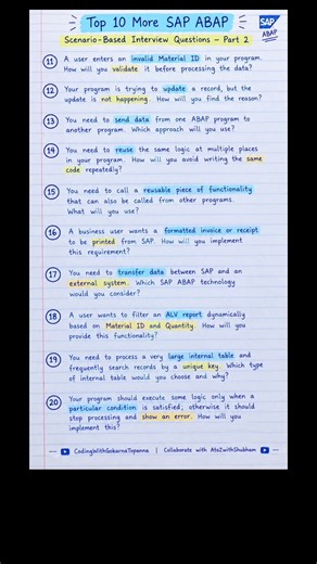✅Top 10 SAP ABAP Scenario-Based Interview Questions 💯🔥Part 2 | Fresher Must Prepare #youtubeshorts✨👍